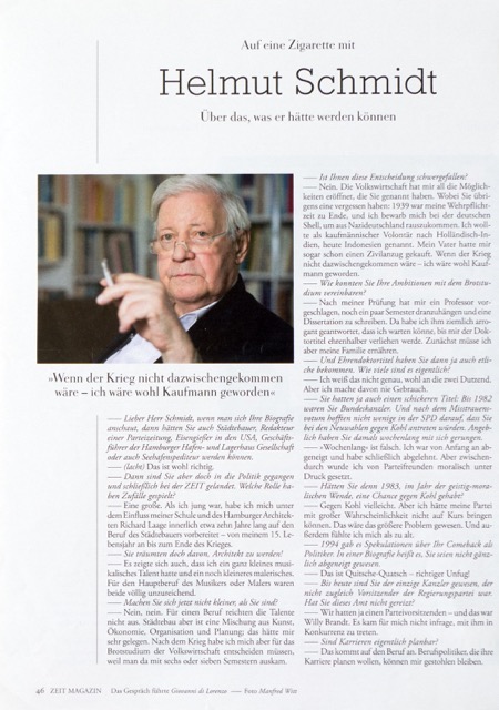 ZEIT MAGAZIN - Helmut Schmidt